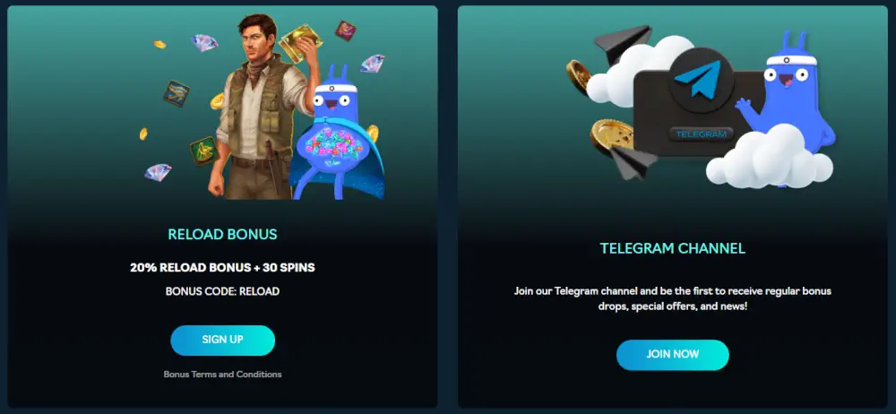 Oshi Casino reload bonus offer and Telegram channel exclusive rewards